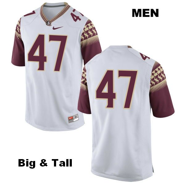 Men's NCAA Nike Florida State Seminoles #47 Stephen Gabbard College Big & Tall No Name White Stitched Authentic Football Jersey UMP2169RK